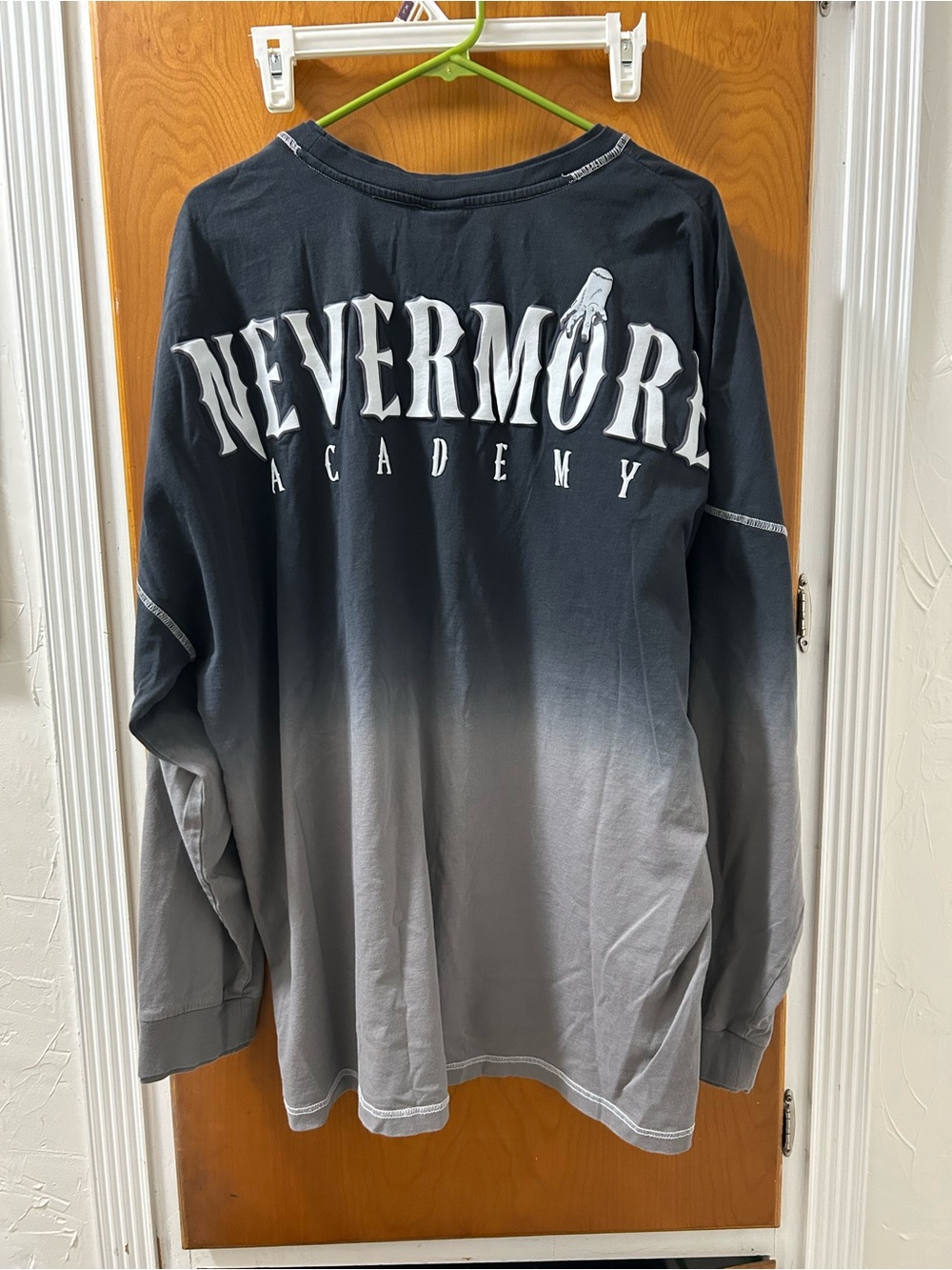 Boxlunch Wednesday Long Sleeve Ombre Black to Gray Crewneck Spirit Jersey